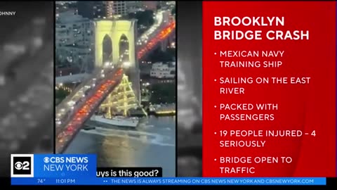 Videos show ship collision with Brooklyn Bridge