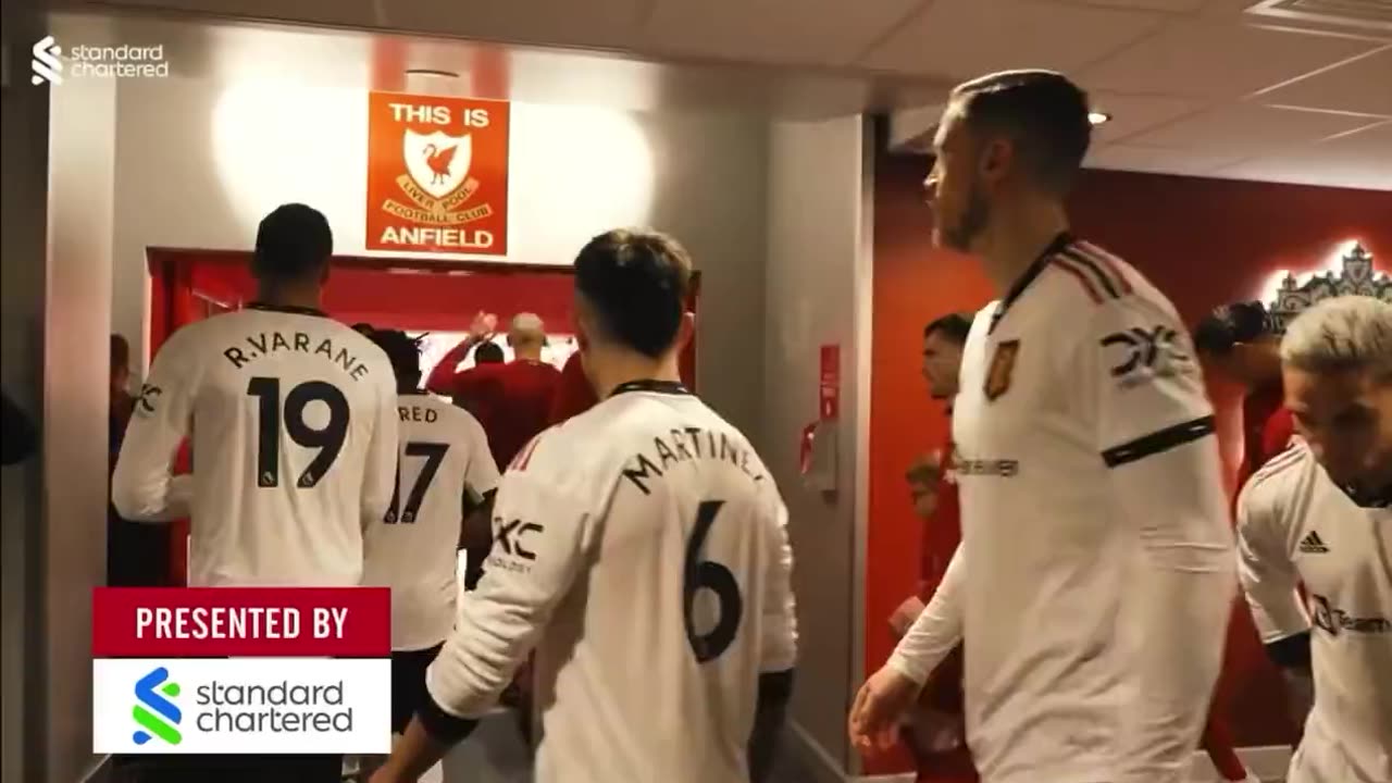 Wout Weghorst couldn’t stop himself from touching the ”This is Anfield” sign