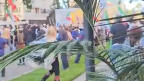 A U-Haul truck PLOWED THROUGH an anti-Islamic regime protestor in Los Angeles