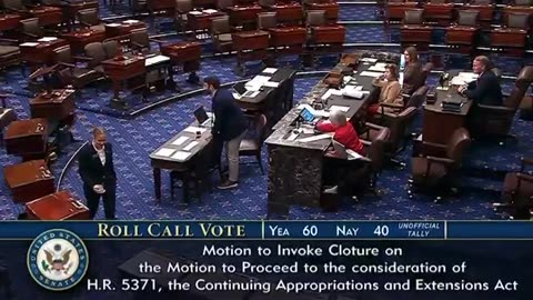 U.S. Senate advances bill 60-40 to reopen federal government.
