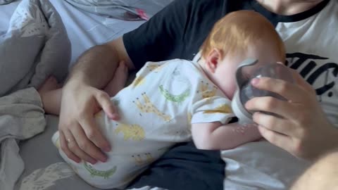 Dad Puts Water Dots on His Sleeping Kiddo