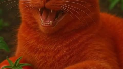 👉 Funny AI Cat Eats a Tomato 🍅🐱 #cat #funny #ai