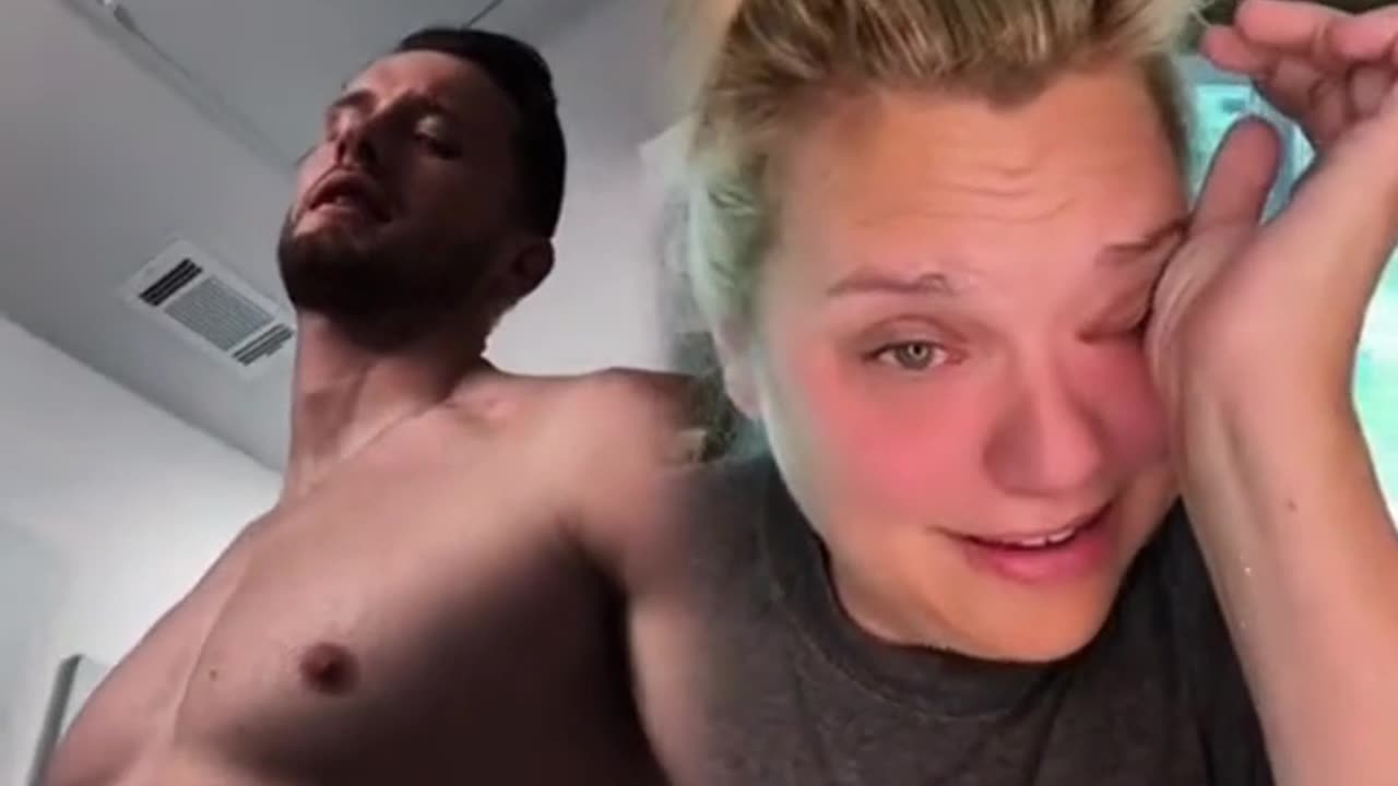 woman reacting to hot people