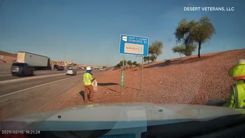 Dramatic video shows moment roadside worker was hit by cement mixer