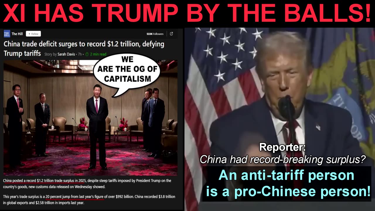 Trump Defensive about Xi's record-breaking trade surplus 🤣🤡😇