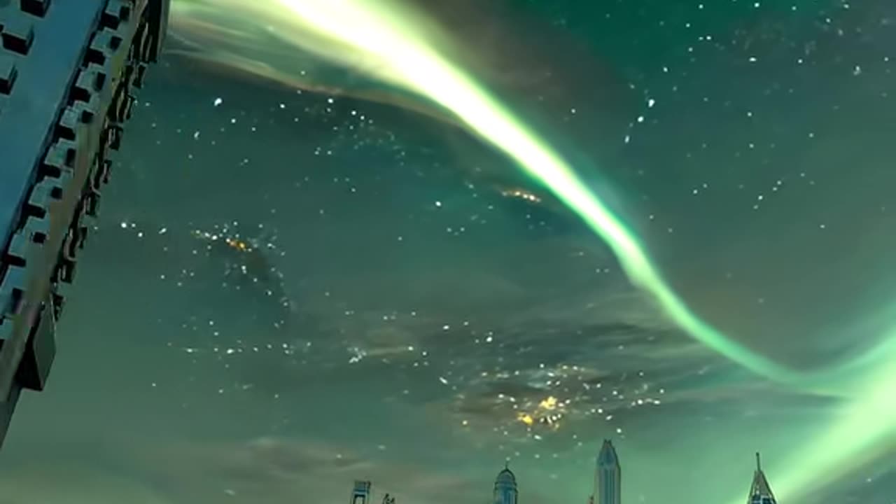 Aurora of Love: A Celestial Embrace Above the City