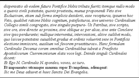 Formulae iurisiurandi accipere in Conclave secundum Apost. Const. Pii PP. XII