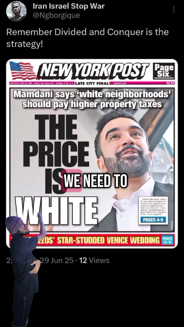 The price is white - Racist New York Post cover by NYC mayor candidate