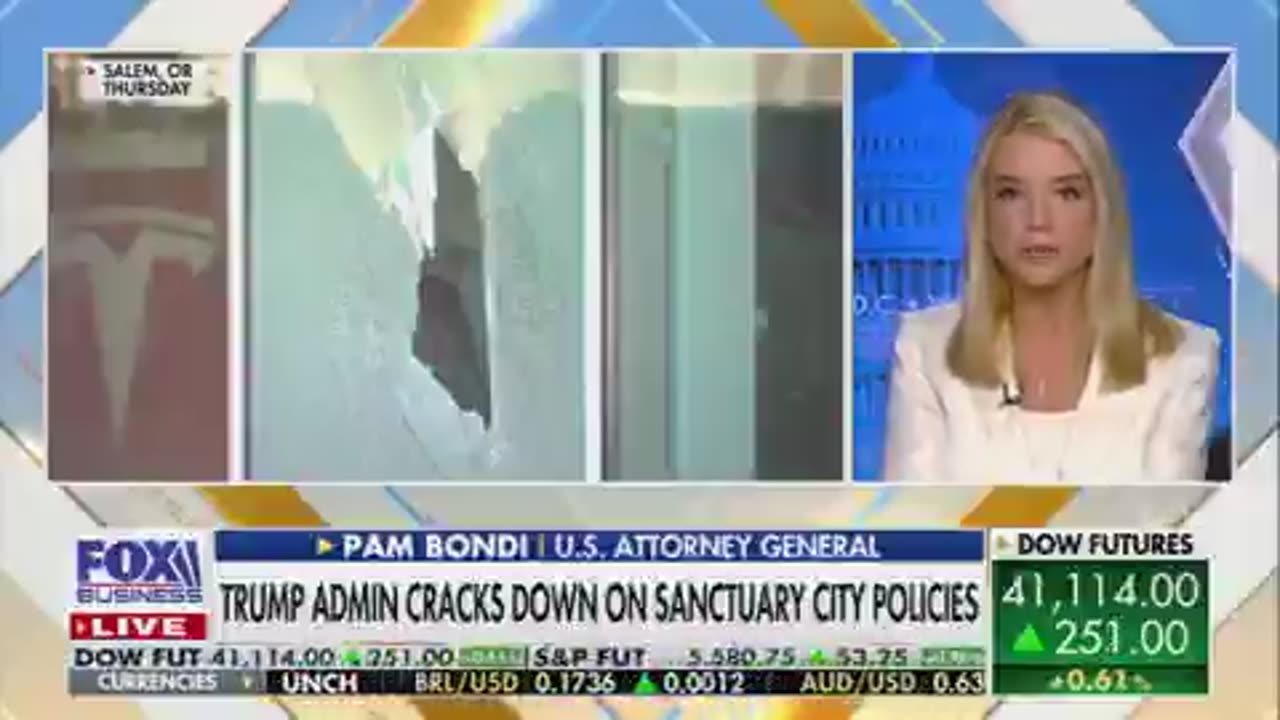 Pam Bondi warns Tesla attackers