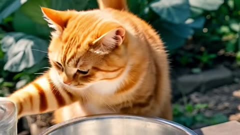Master Cat is eating stir-fried knife-cut noodles today#cat #animals #funnycats