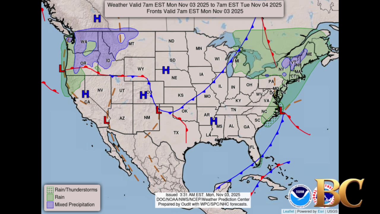 National Weather Forecast (November 3, 2025)