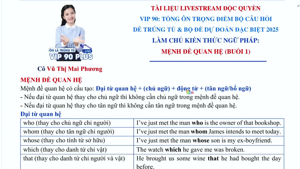 04. Làm chủ kiến thức Ngữ pháp Mệnh đề quan hệ (Buổi 1)