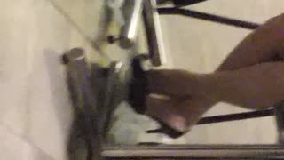 REPOST - Office Lady cross ankled shoeplay heelpop under chair at lunch