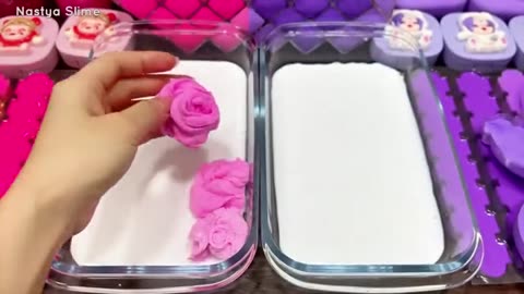 Pink vs Purple Slime Showdown Satisfying Glossy Mixing_part1