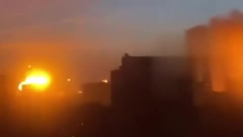 A Ukrainian air defense knocks a russian cruise missile off course and into a residential building