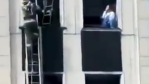 Russian Firefighter Survives a Third-Floor Fall! 🧑‍🚒😱