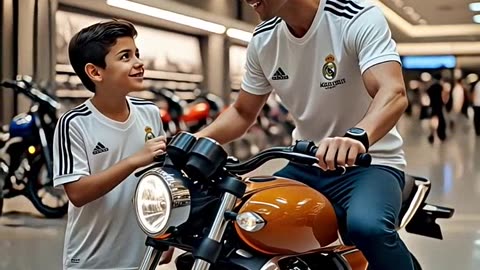 Ronaldo and his son mocked for not having a cool bike 😓🏍️