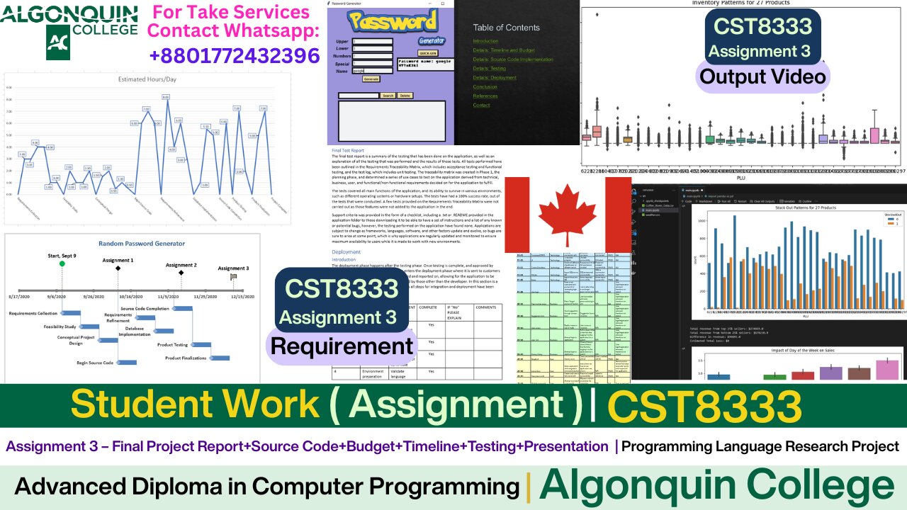 Client Work (Assignment) | CST8333 Assignment 3 Java Code + Report + Timeline | Algonquin College