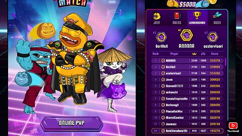 Real time pvp puzzle memefighter
