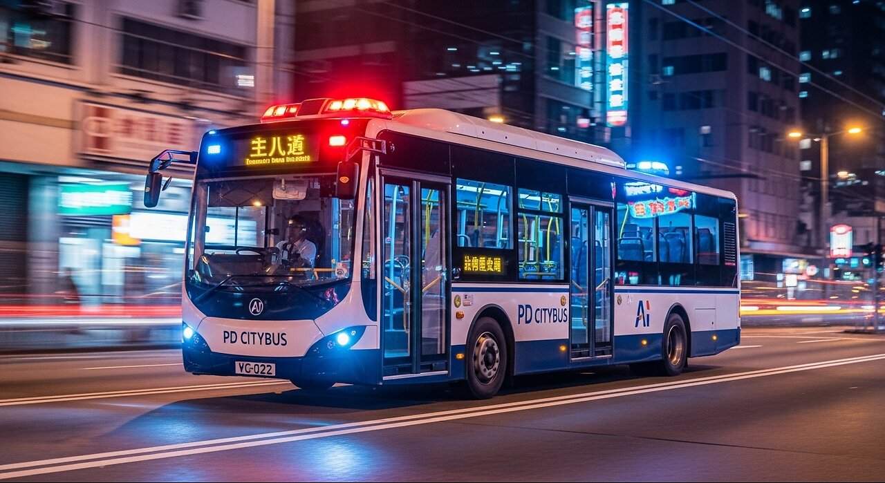 Ai PD Police Citybus Driving On The Road
