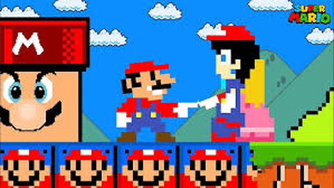 Super Mario Bros. but everything Mario touches turns to Mario - Game Animation