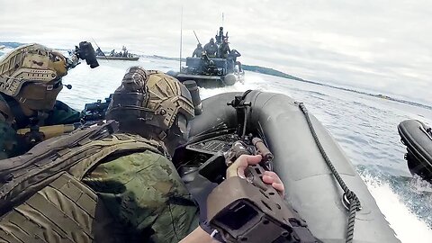 US Marines Riding Powerful Speedboats at Extreme Speeds During Patrol