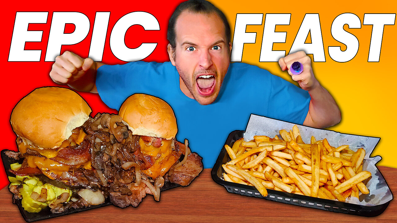 EPIC Prime Rib Bacon Cheeseburger Challenge For Meat Lovers!