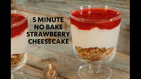 5 MINUTE NO BAKE STRAWBERRY CHEESECAKE RECIPE🍓🍰⏱️