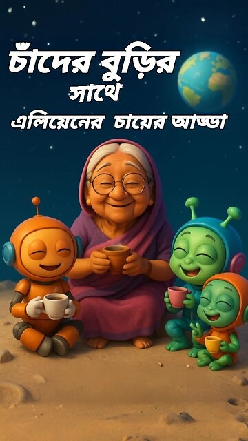এলিয়েনের সাথে চাঁদের বুড়ির চায়ের আড্ডা | Bangla 3D Cartoon #foryourpage #trending