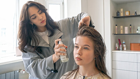 ✂️(ASMR) Beauty Meets Beauty: Sleep-inducing Haircut by Female Stylist – Scissors & Shampoo Therapy