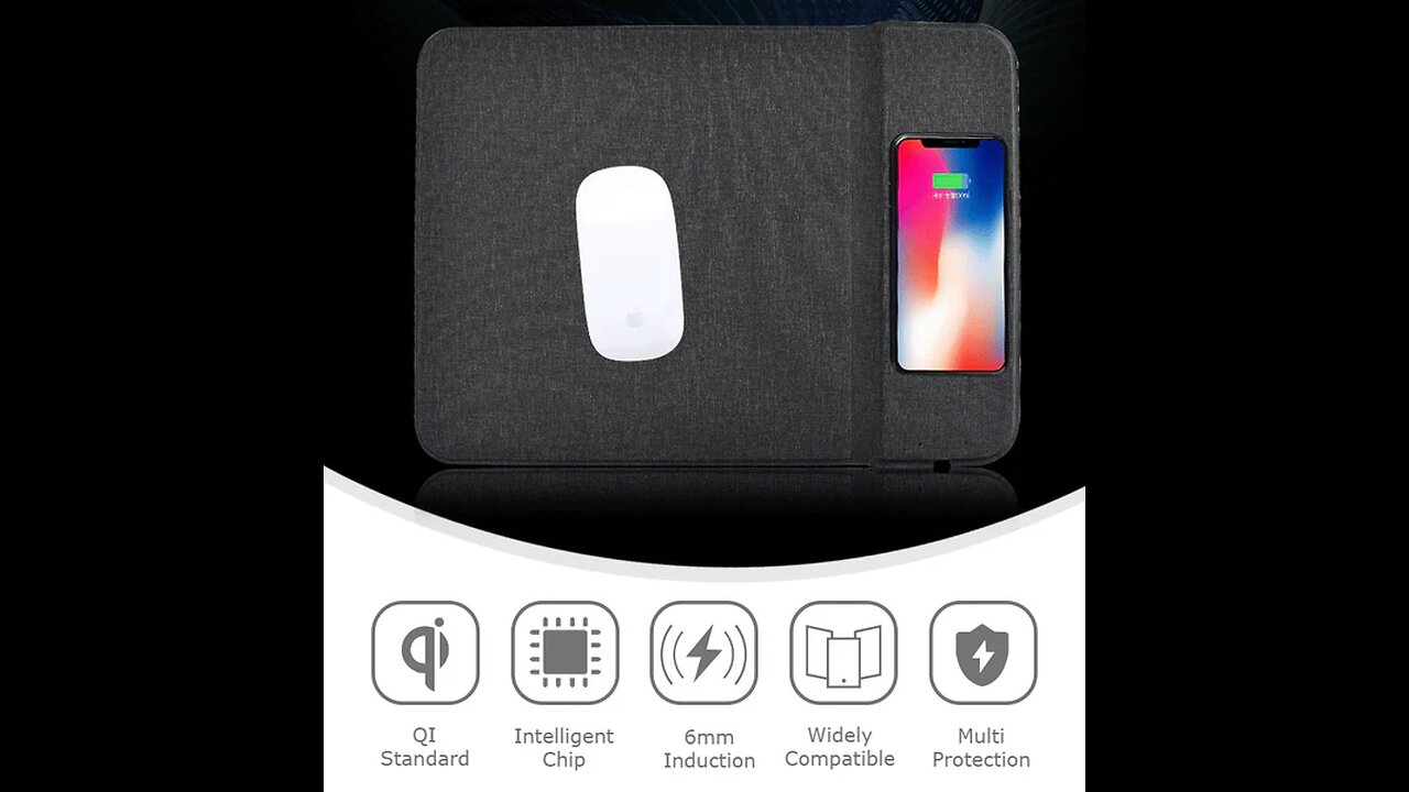 Premium Qi-Certified 5W Fast Wireless Charging Gaming Mouse Pad with Non-Slip Rubber Base