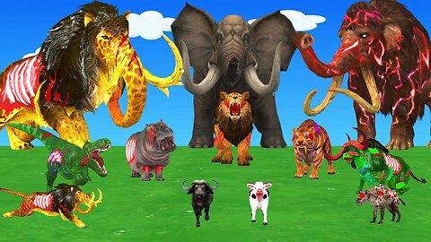 R.I.P Woolly Mammoth _ Who will Rescue Baby Cow Gorilla Attack Tiger Jaguar Wolf