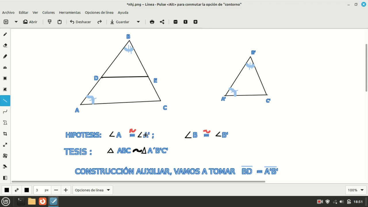 In case 2 triangles are similar if they have 2 congruent corresponding angles