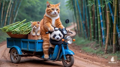 Mama Cat Works Hard at Ice Cream Shop to Buy New Car Toy For Ginger Kitten Heartwarming Story