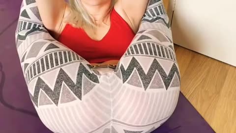 yoga in pantyhose stretching girl