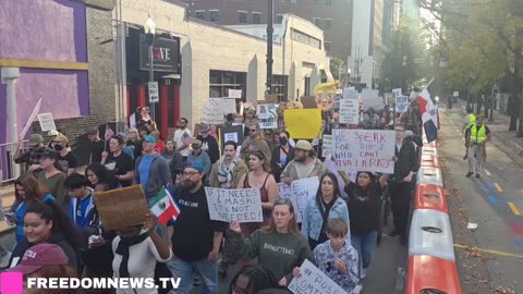 "F*ck Trump!" Anti-ICE protesters march in Charlotte NC Crowd gathed at First Ward
