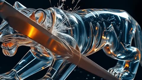 Sisa Tiger Cutting in Knife | Cinematic Glass Tiger Slow Motion Video | 8K Ultra Realistic"