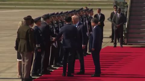 YMCA song is played for President Trump as he arrives in South Korea.