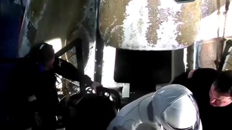 NASA's Space-X crew exits spacecraft #spacex