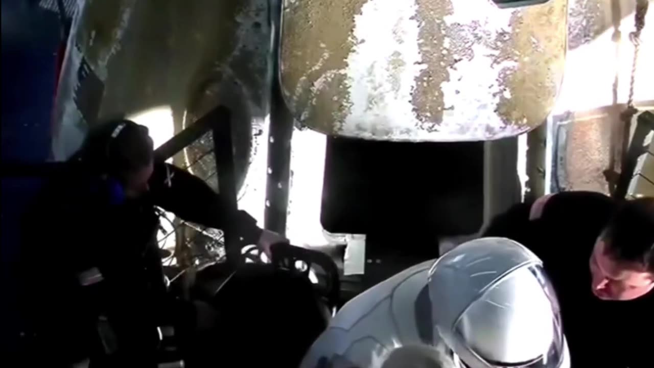 NASA's Space-X crew exits spacecraft #spacex