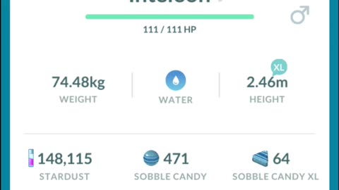 Pokemon Go Evolution - 96% iV Sobble ➡️ Drizzile ➡️ inteleon + New Charged Attack