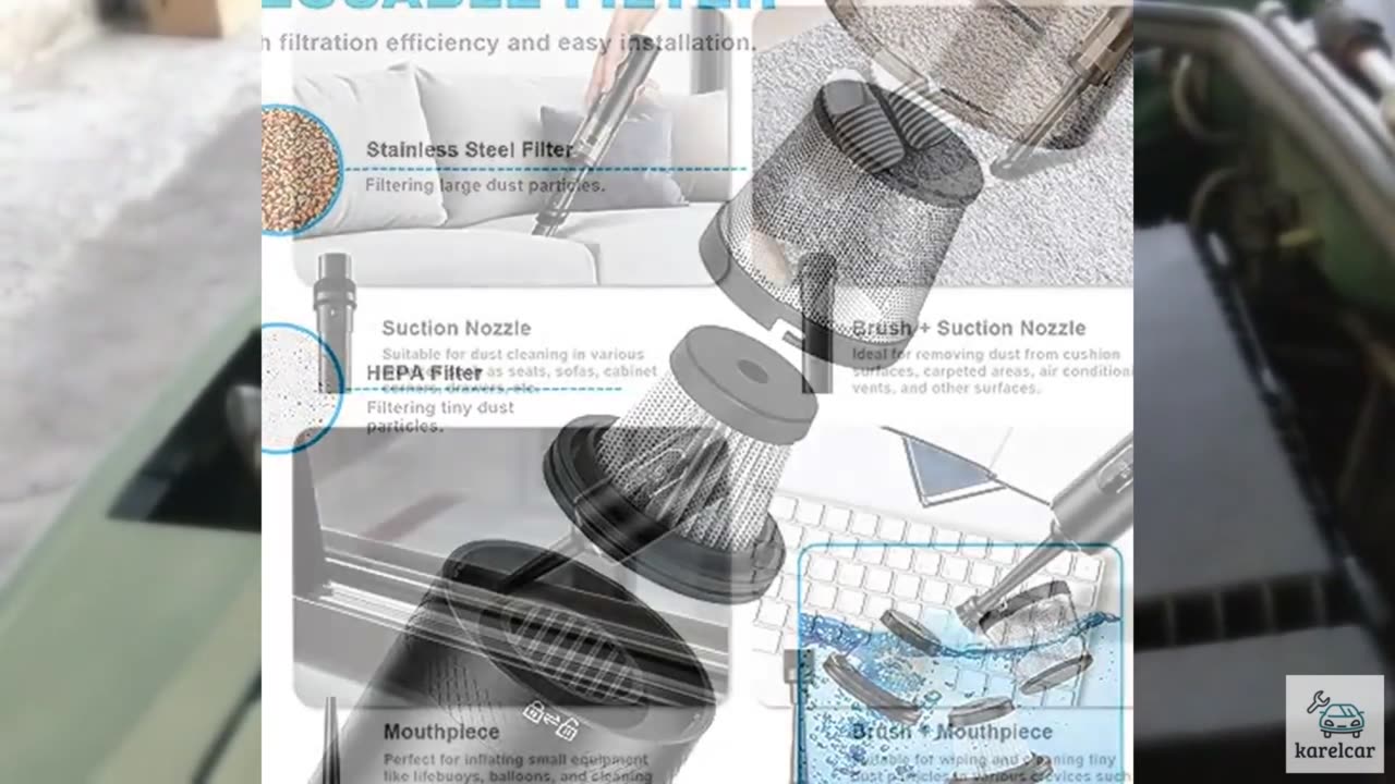 Upbooz Car Vacuum, Handheld Vacuum Cordless with 14000PA Powerful Suction with