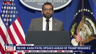 FBI Director Kash Patel speaks at the Justice Department