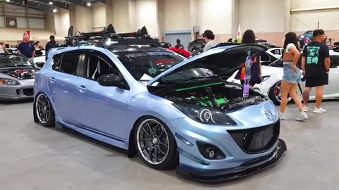 Mazda 3 MPS 🩵 - Custom LED Bonnet / Hood Holder Prop Display video showcase! 🚗🔧🔆