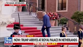 President Donald J. Trump arrives at the Royal Palace in the Netherlands