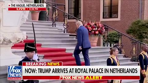 President Donald J. Trump arrives at the Royal Palace in the Netherlands