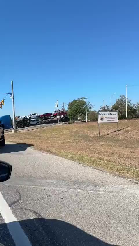 A train struck an 18-wheeler transporting cars in Schertz, Texas
