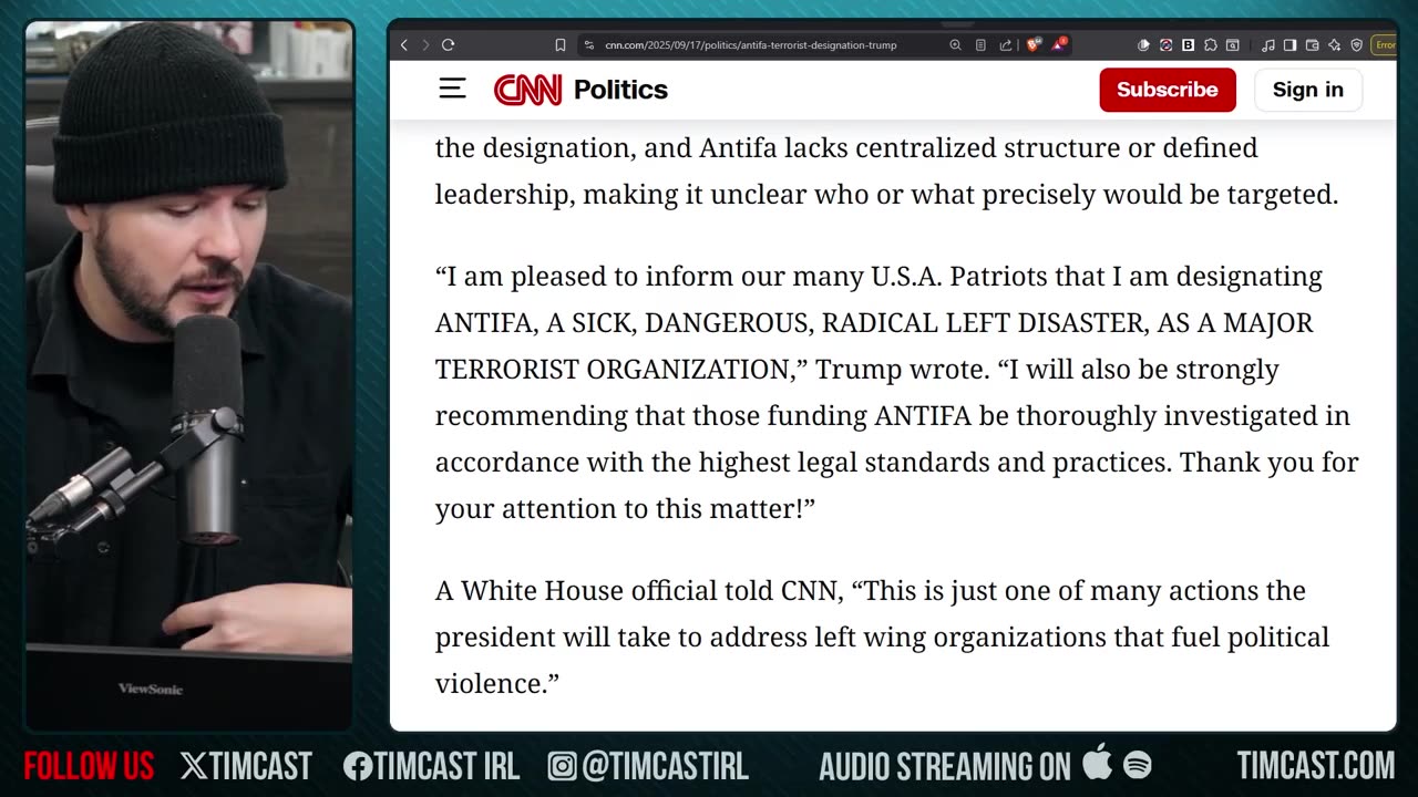 Trump Declares Antifa A Terror Organization Following Charlie Kirk Assassination | Tim Pool