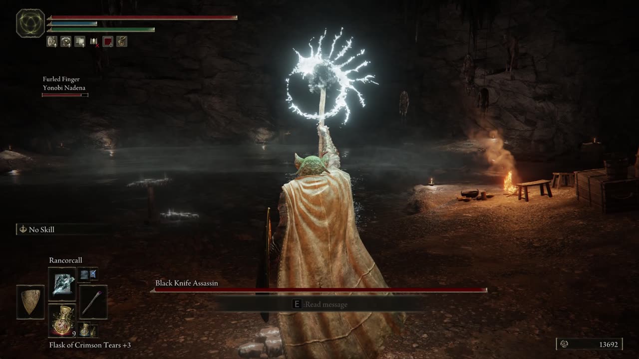 Elden Ring PC | Black Knife Assassin boss fight in Sage's Cave, co-op w/1 summoned player on NG