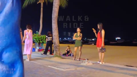 Pattaya Beach Road at Night 🌃 | Thailand Nightlife Scenes & Street Vibes